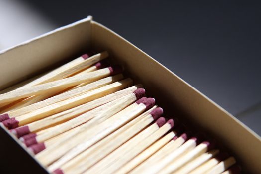 Close up of the matches in the box.