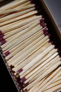 Close up of the matches in the box.