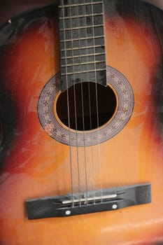 Close up of an Antique Classic Guitar.