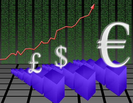 illustration on the concept of growth in the euro
