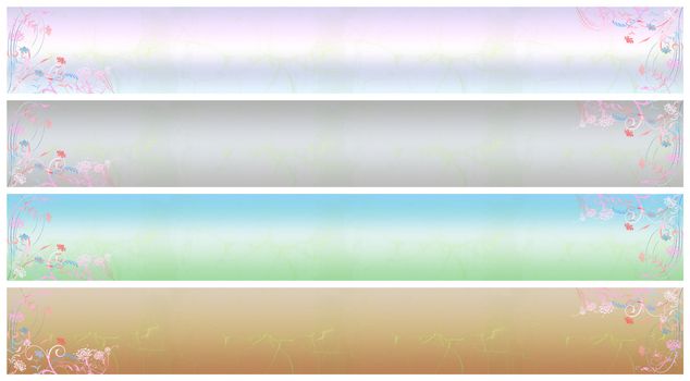 set of abstract floral banner in various colors
