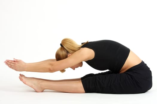 

The girl, the instructor shows different exercises