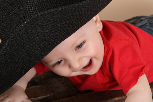 Cute baby boy with big blue eyes