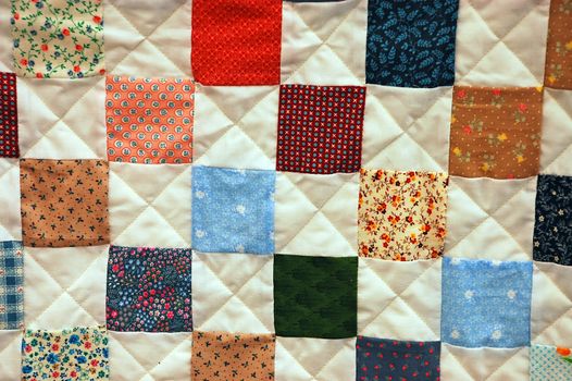 Colorful sewn quilt squares