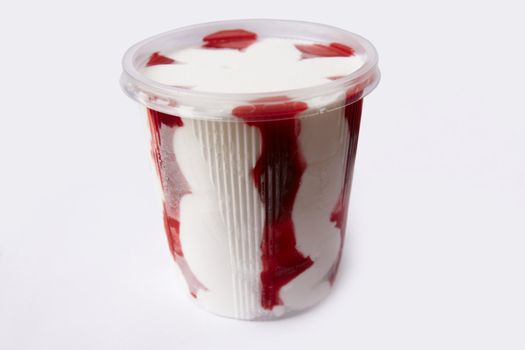 Box Ice cream with strawberry jam