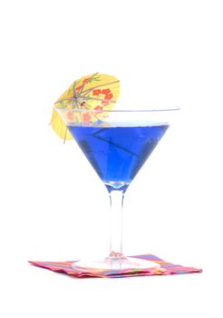 cocktail on napkin with  on white