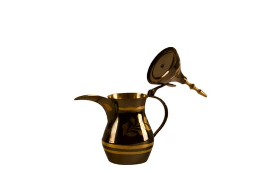 Traditional arab coffee pot on white background