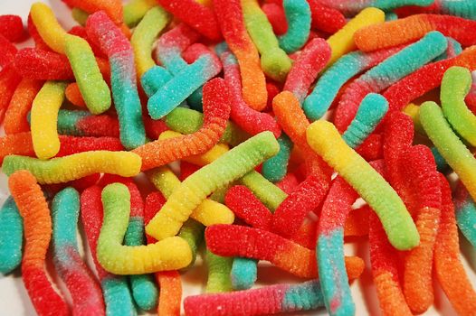 Colorful gummy worm candy