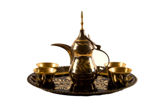 Traditional arab coffee set on white background