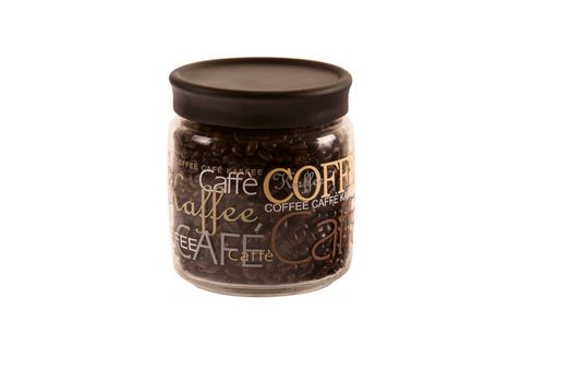 Coffe beans in a coffee can on white background