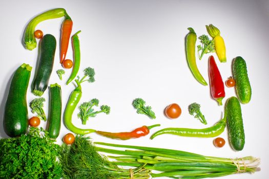 Fresh vegetables isolated on white