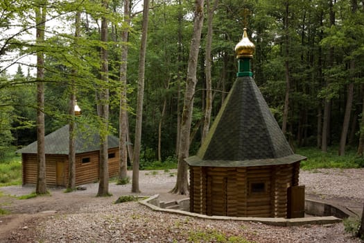 Orthodox chapel in wood on a source of sacred water