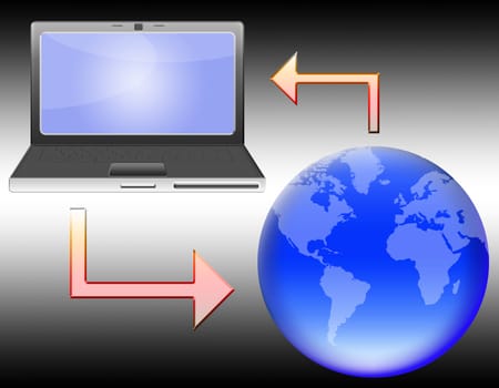 Illustration of notebook and planet earth