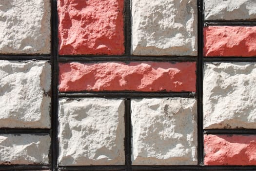 Detail of colorful decorative stone wall covering 