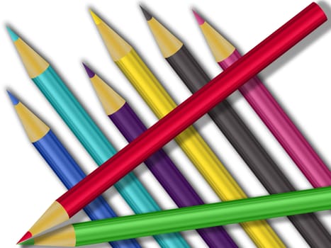 composition of different colored pencils