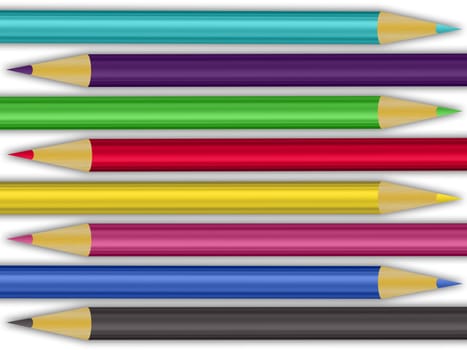 composition of different colored pencils