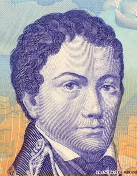 Francisco de Miranta on 2 Bolivares 2007 Banknote from Venezuela. Revolutionary forerunner of Simon Bolivar.