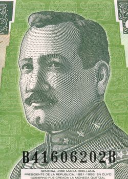 General Jose Maria Orellana on 1 Quetzal 2006 Banknote from Guatemala. General and president during 1921-1926.