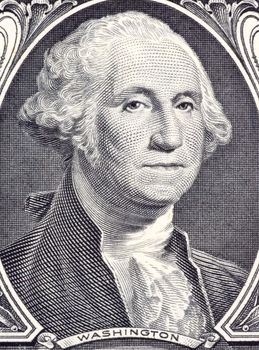 George Washington on 1 Dollar 2006 Banknote from USA. Commander of the continental army in the American revolutionary war during 1775-1783 and first president during 1789-1797.