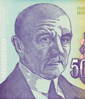 Jovan Cvijic on 500000000 Dinara 1993 Banknote from Yugoslavia. Serbian geographer and president of the Serbian royal academy of sciences.