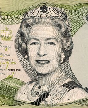 Queen Elizabeth on 50 Cents 2001 Banknote from Bahamas