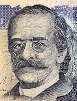 Ricardo Palma on 10 Intis 1986 Banknote from Peru. Peruvian author, scholar and librarian