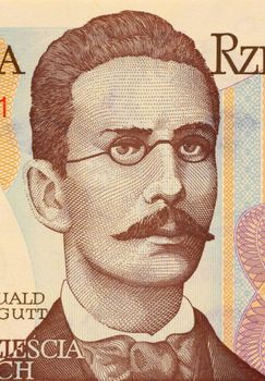 Romuald Traugutt on 20 Zlotych 1982 Banknote from Poland. General, war hero and commanded of the ''january uprising''.