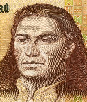 Tupac Amaru II on 500 Intis 1987 Banknote from Peru. Leader of the indigenous uprising in 1780 against the Spanish occupation.