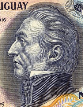 Jose Gervasio Artigas Arnal on 50 Nuevos Pesos 1988 Banknote from Uruguay. National hero also known as the father of Uruguayan independence.