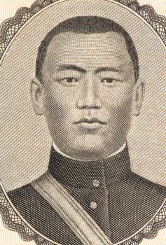 Damdin Sukhbaatar on 1 Tugrik 1955 Banknote from Mongolia. Military leader and revolutionary hero.