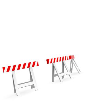 roadblock white and red on white background
