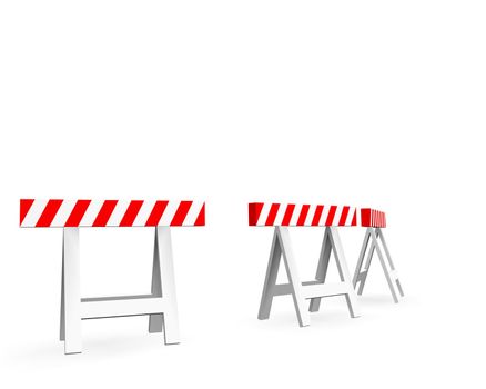 roadblock white and red on white background