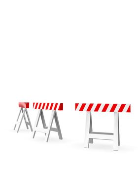 roadblock white and red on white background