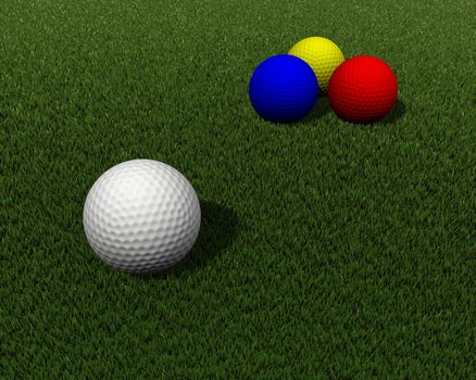 colored golf balls on green grass