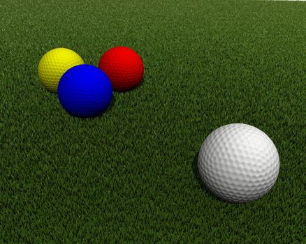 colored golf balls on green grass
