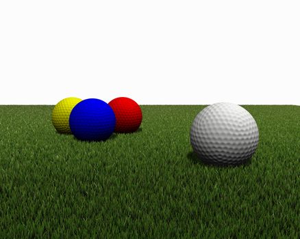 colored golf balls on green grass