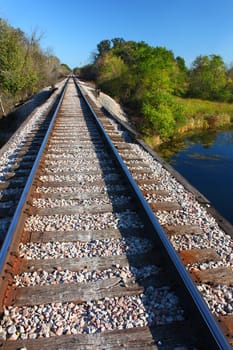 Railroad tracks go on for miles in northern Illinois.