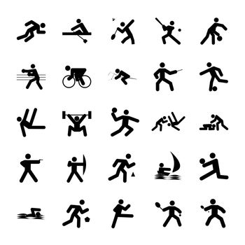 logos of sports, olympics buttons black on white background