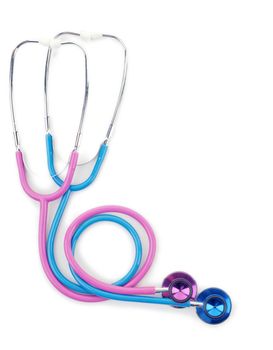 great image of pink and blue stethoscopes