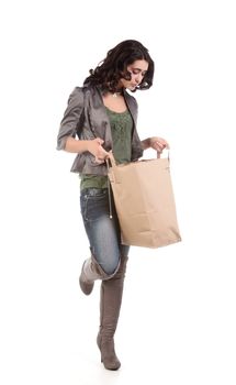 beautiful young teenage woman with shopping bag