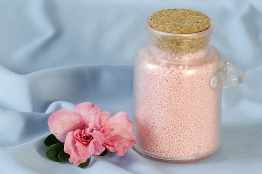 Pink bath salts with azalea blossom
