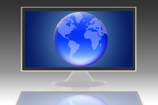 lcd monitor with the image of planet earth