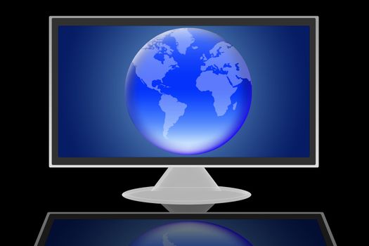 lcd monitor with the image of planet earth