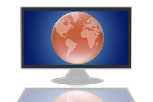 lcd monitor with the image of planet earth