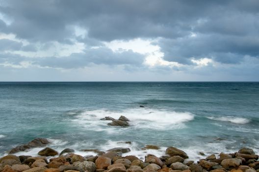 It is landscape of rock coast and beautifful cloud.