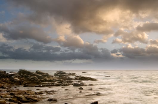 It is landscape of rock coast and beautifful cloud.