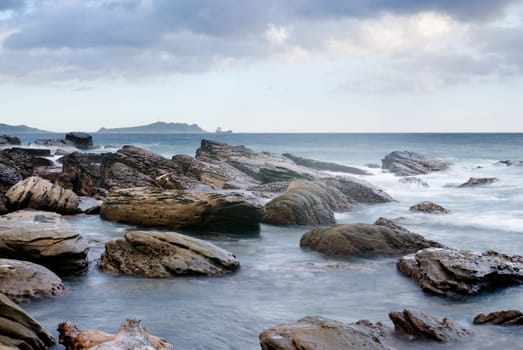 It is landscape of rock coast and beautifful cloud.