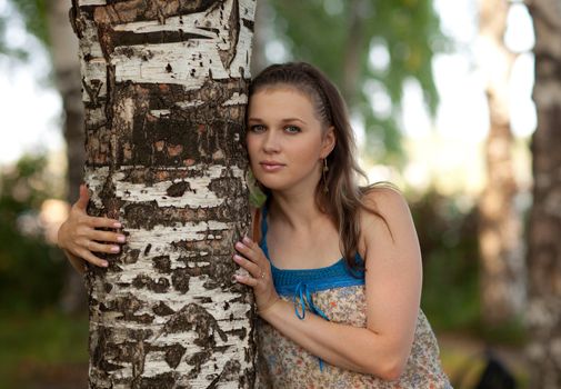 Portrait young beautiful girl on the nature