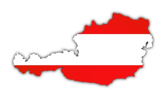 map and flag of austria on white background