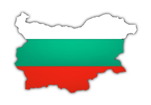 map and flag of bulgaria on white background